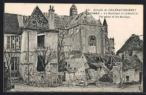 AK Essomes, Bataille de Chateau-Thierry, La Basilique et l`Abbatiale