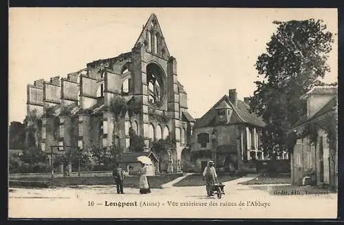 AK Longpont /Aisne, Vue extérieure des ruines de L`Abbaye