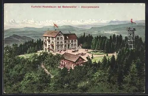 AK Badenweiler, Kurhotel Hochblauen mit Alpenpanorama, Bes. F. Haas