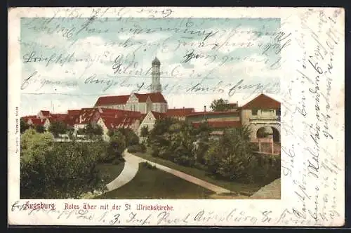 AK Augsburg, Rotes Thor mit der St. Ulrichskirche