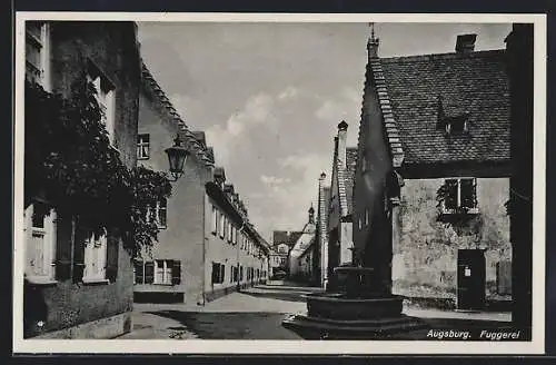 AK Augsburg, Fuggerei mit Brunnen