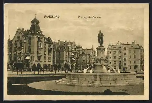 AK Augsburg, Partie am Prinzregenten-Brunnen