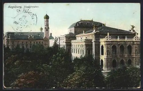 AK Augsburg, Blick auf das Stadttheater