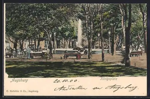 AK Augsburg, Brunnen auf dem Königsplatz