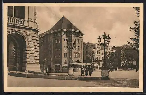 AK Augsburg, Theater-Café, Ecke Fuggerstrasse