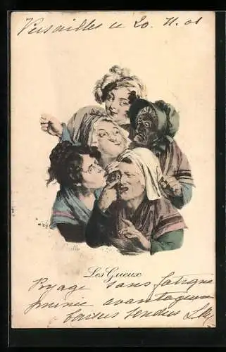 Künstler-AK sign. L. Boilly: Frauen schneiden Grimassen