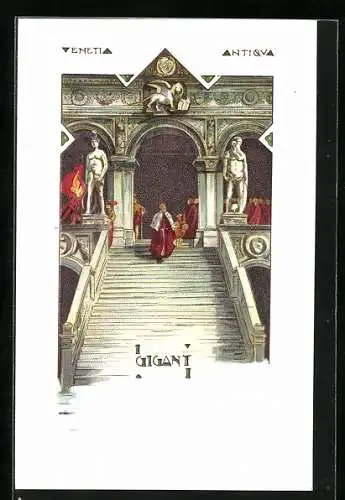 Künstler-Lithographie Venetia Antiqua, I Giganti, Katholischer Geistlicher in Venedig