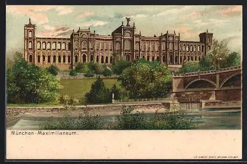 Lithographie München, vor dem Maximilianeum