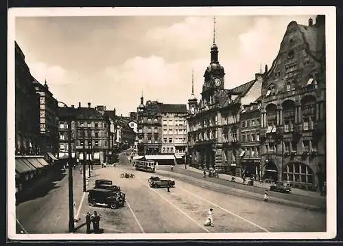 AK Pforzheim, Marktplatz mit Rathaus