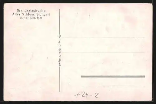 AK Stuttgart, Brandkatastrophe Altes Schloss 1931