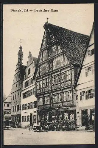 AK Dinkelsbühl, Deutsches Haus mit Fuhrwerk