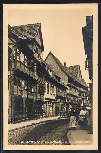 AK Göttingen, Kurze Strasse mit Gasthof Schwarzer Bär