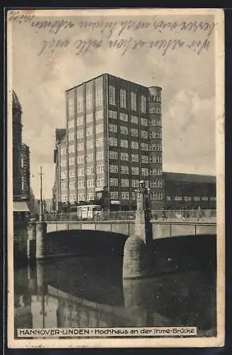 AK Hannover-Linden, Hochhaus and der Ihme-Brücke