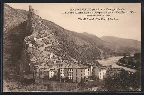 AK Entrevaux, Vue générale, le Fort, Ligne du Sud de la France, Vallée du Var