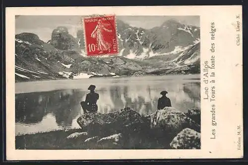 AK Allos, Lac, Les grandes Tours à la fonte des neiges