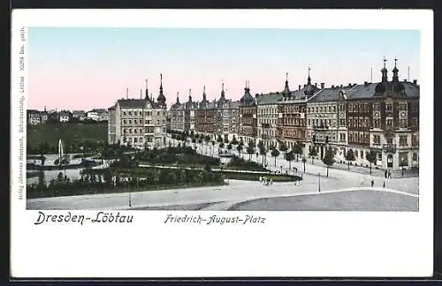 AK Dresden-Löbtau, mit leuchtenden Fenstern, der Friedrich-August-Platz