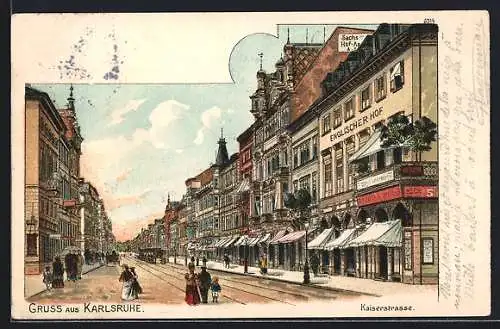 Lithographie Karlsruhe, Partie in der Kaiserstrasse