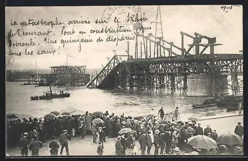 AK Köln-Neustadt, Südbrücke nach der Einsturz am 09. Juli 1908