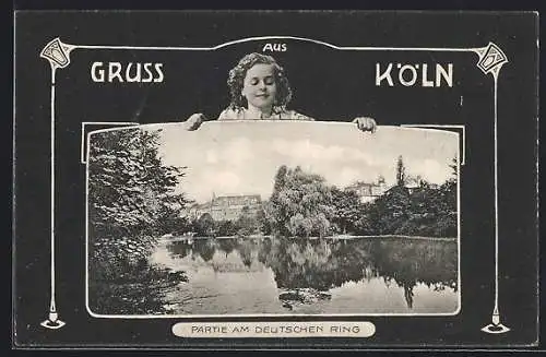 AK Köln-Neustadt, Partie am Deutschen Ring im Passepartout