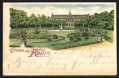 Lithographie Köln-Riehl, Partie in der Flora