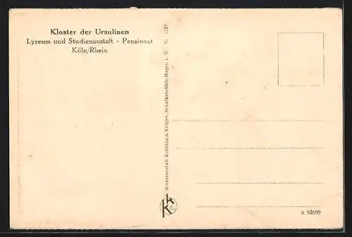 AK Köln /Rhein, Kloster der Ursulinen, Haushaltungsschule