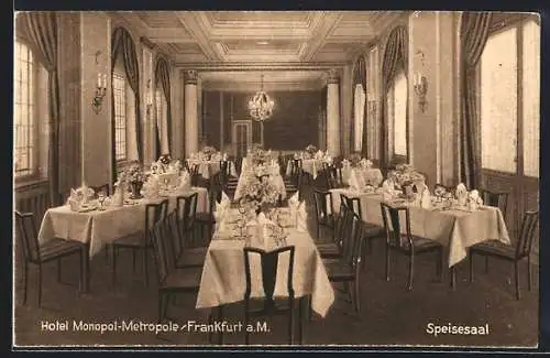 AK Frankfurt a. M., Hotel Monopol-Metropole, Speisesaal