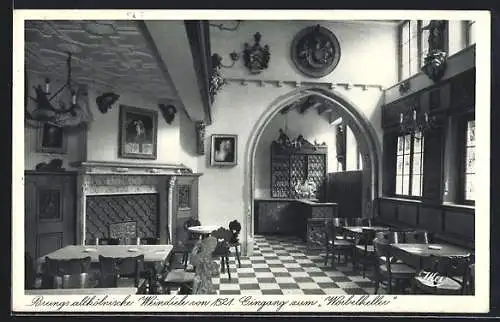 AK Köln, Brungs altkölnische Weindiele von 1521, Eing. zum Worbelkeller, Weingrosskellerei Heinr. Brungs, Marsplatz 3-5