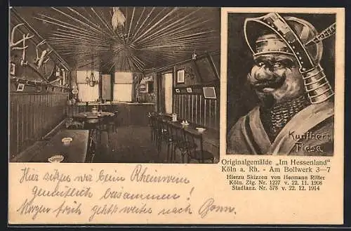 AK Köln a. Rh., Restaurant Im Hessenland, Am Bollwerk 3-7