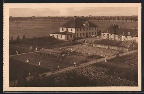 AK München-Nymphenburg, Krankenhaus vom Dritten Orden, Garten und Wirtschaftsgebäude