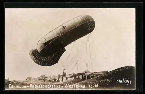 AK Un Ballon captive, Deutscher Fesselballon