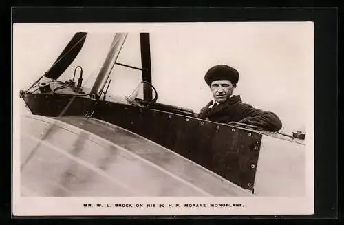 AK Mr. W. L. Brock on his Morane Monoplane, Flugzeug