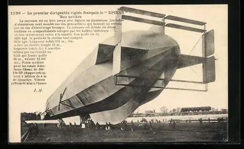 AK Le premier dirigeable rigide francais le Spiess, Zeppelin