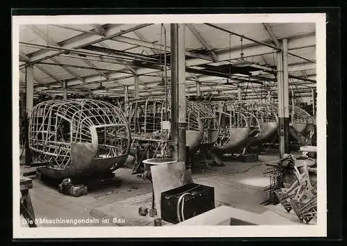 AK Dei fünf Maschinengondeln im Bau, Zeppelin