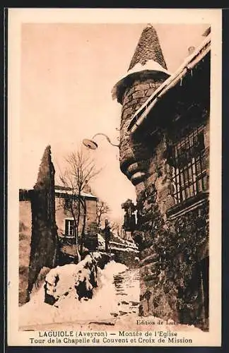 AK Laguiole /Aveyron, Montée de l`Eglise, Tour de la Chapelle du Couvent