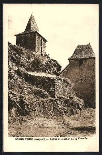 AK Grand Vabre /Aveyron, Eglise et clocher de la Vinzelle