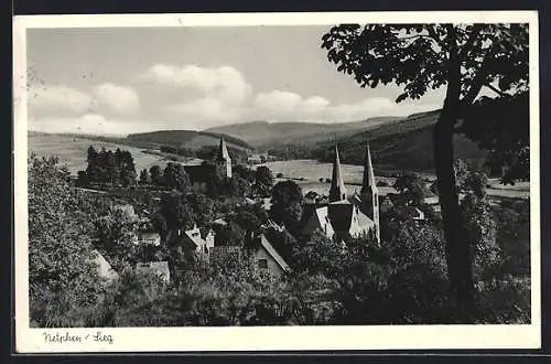 AK Netphen /Sieg, Ortspartie mit Kirche