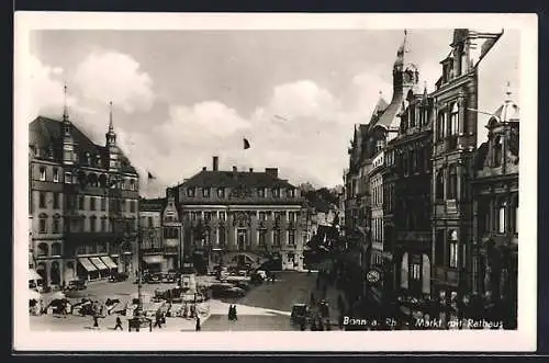 AK Bonn a. Rh., Markt mit Rathaus