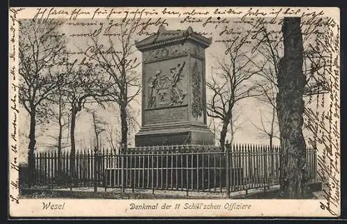 AK Wesel / Rhein, Denkmal der 11 Schill`schen Offiziere