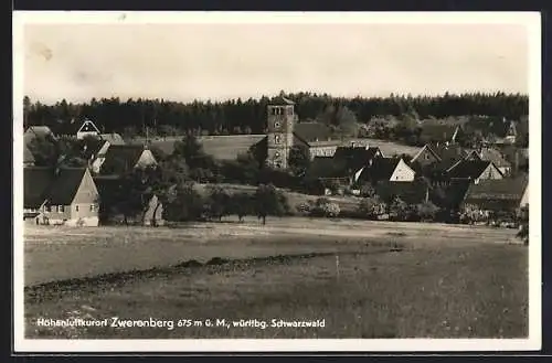 AK Zwerenberg /Württbg. Schwarzwald, Ortspartie mit Kirche