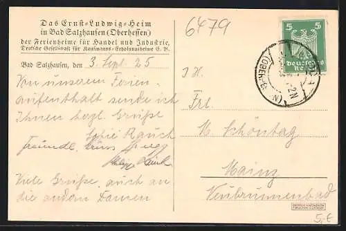 AK Bad Salzhausen, Ernst-Ludwig-Heim, Ferienheim für Handel und Industrie