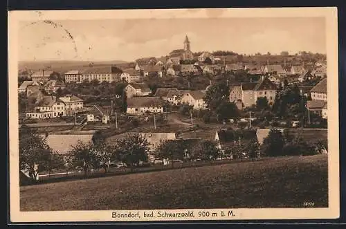 AK Bonndorf /Bad. Schwarzwald, Teilansicht mit Kirche