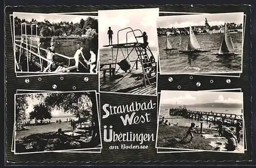 AK Überlingen / Bodensee, Strandbad West, Mehrfachansicht