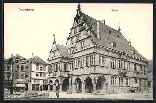 AK Paderborn, Rathaus mit Strassenpartie