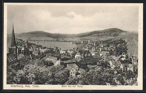 AK Saarburg /Bez. Trier, Blick von der Burg auf den Ort