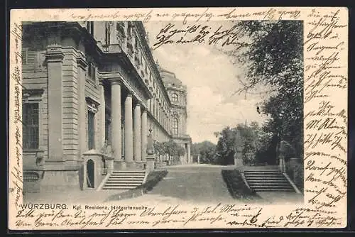 AK Würzburg, Königliche Residenz, Hofgartenseite