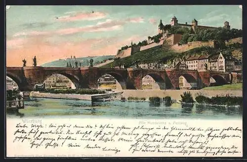 AK Würzburg, Alte Mainbrücke und Festung