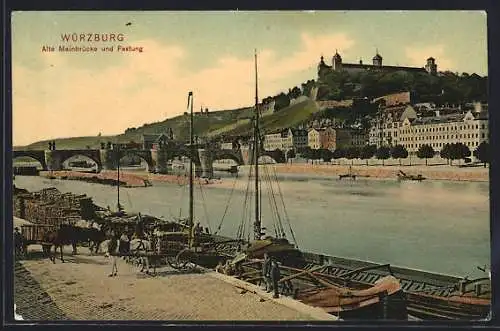 AK Würzburg, Alte Mainbrücke und Festung