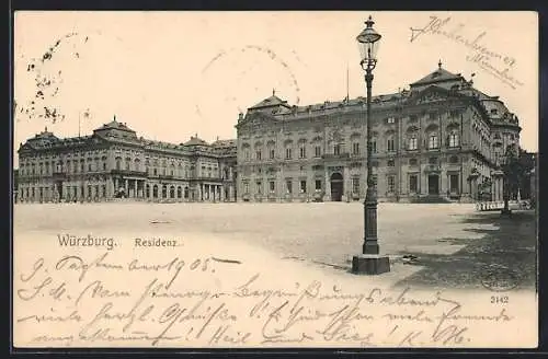 AK Würzburg, Residenz mit Strassenpartie