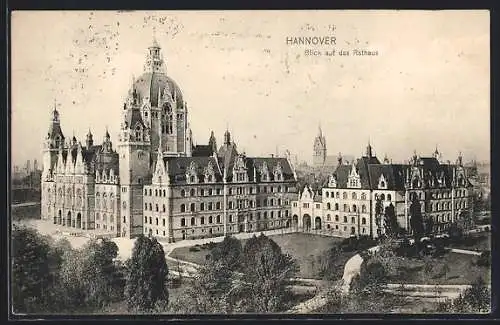 AK Hannover, Blick auf das Rathaus