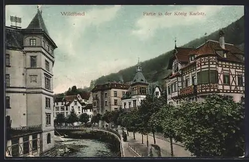 AK Bad Wildbad, Partie in der König Karlstrasse